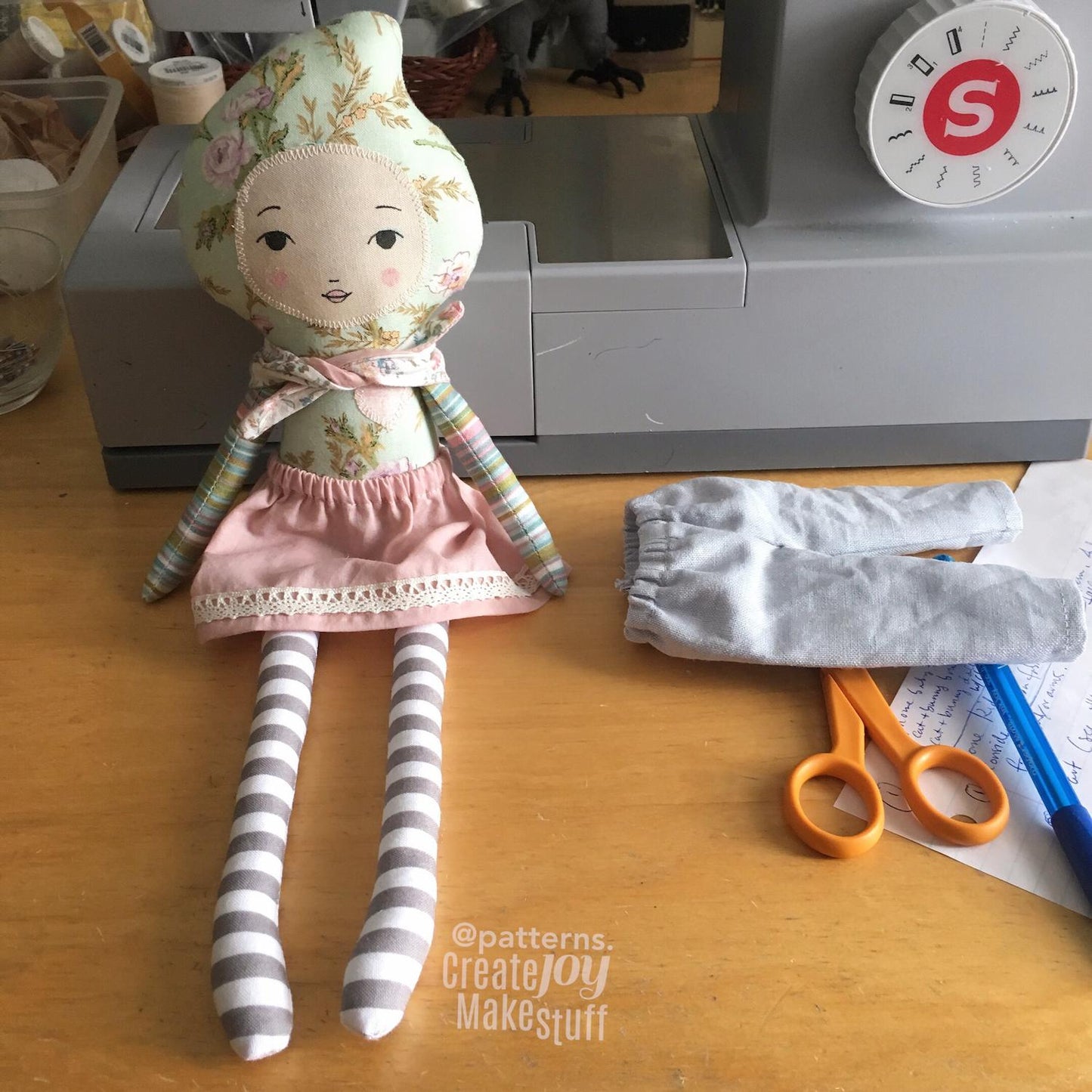 pretty DIY woodland gnome elf rag doll pattern to sew