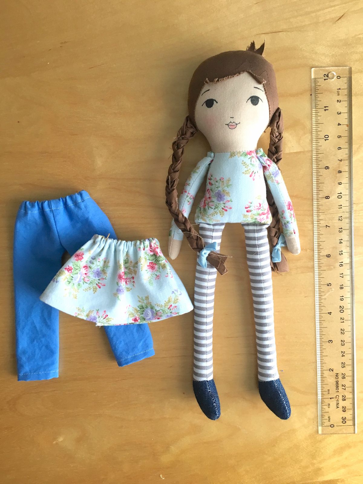 12 inch little doll with skirt and pants