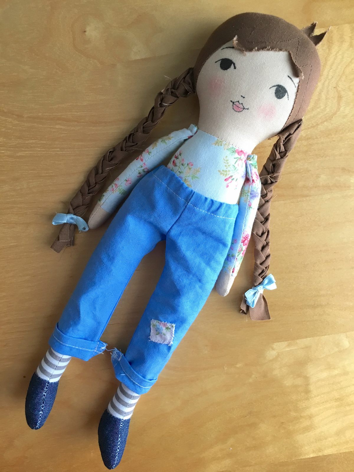 little girl rag doll pattern with pants jeans