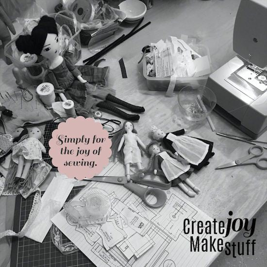 doll making sewing patterns on work table