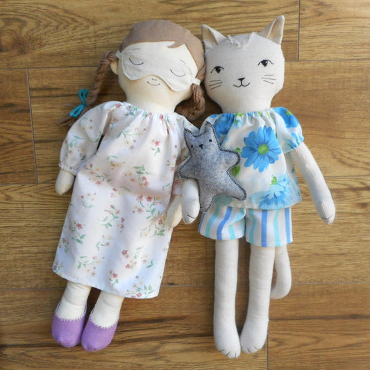 nightgown and pajamas for rag dolls sewing pattern