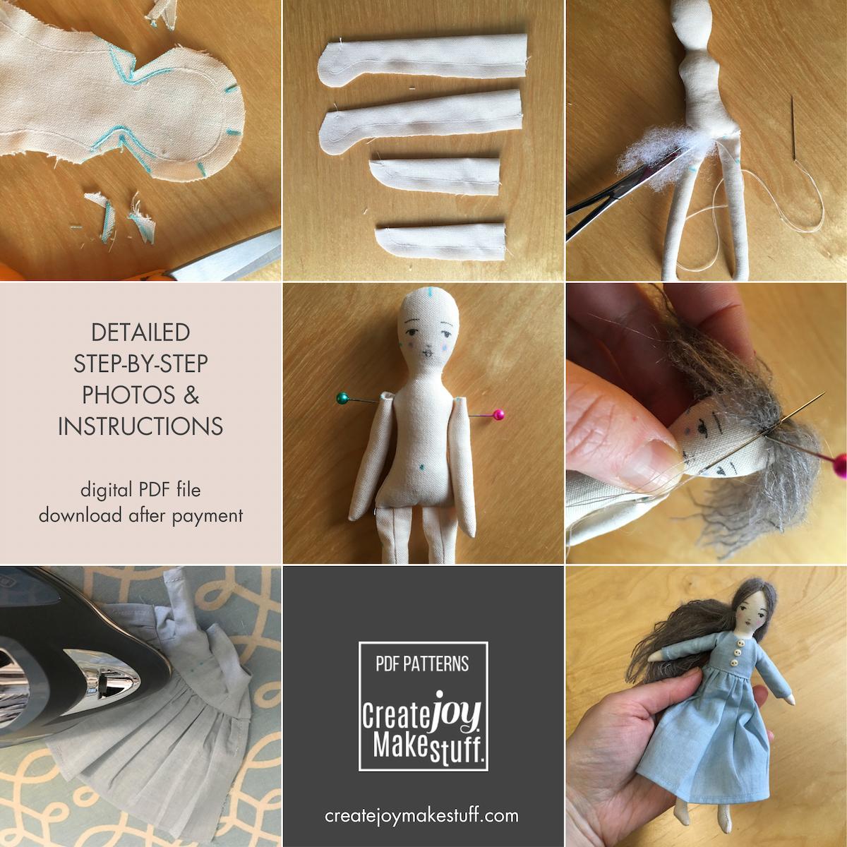 confidently sew a tiny rag doll with our tutorial and pattern